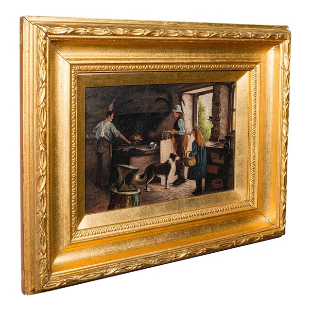 Antique Blacksmith's Cottage Painting, English School, Art, Picture, Figural For Sale