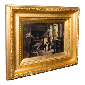 Antique Blacksmith's Cottage Painting, English School, Art, Picture, Figural