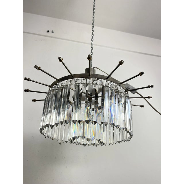 Mid-Century French 7-Light Chandelier with Crystals, 1960s For Sale - Image 8 of 11