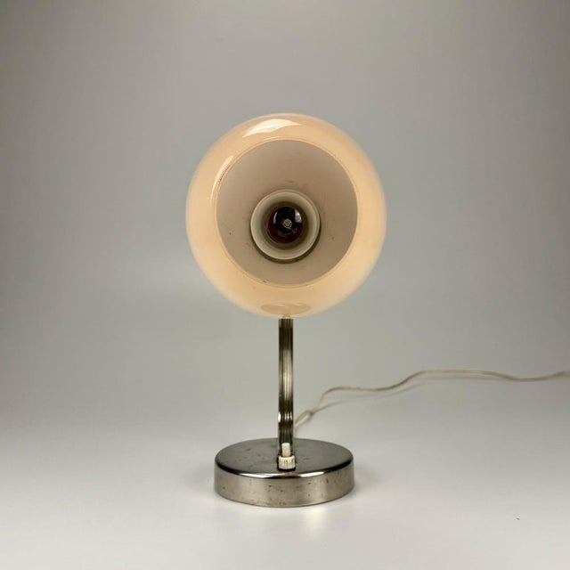 Art Deco Bedside Lamp in Light Ping Glass, 1930s For Sale - Image 4 of 8