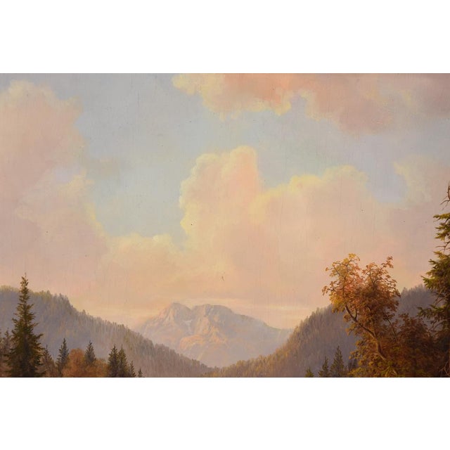 Hermann Dieste, Alpine Landscape, 1980s, Oil Painting on Wood, Framed For Sale - Image 6 of 9