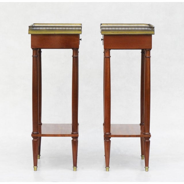 Wood French Brass Nightstands with Marble Top, 1960, Set of 2 For Sale - Image 7 of 13