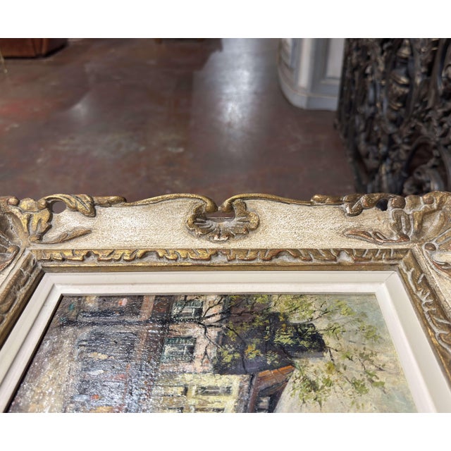 Cream Mid-Century French Montmartre and Sacré-Cœur Oil Painting Signed v. Lebot For Sale - Image 8 of 9