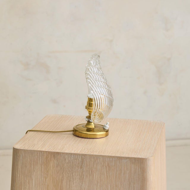 1930s 1930s Italian Murano Glass Leaf Table Lamp in the Manner of Barovier & Toso For Sale - Image 5 of 12
