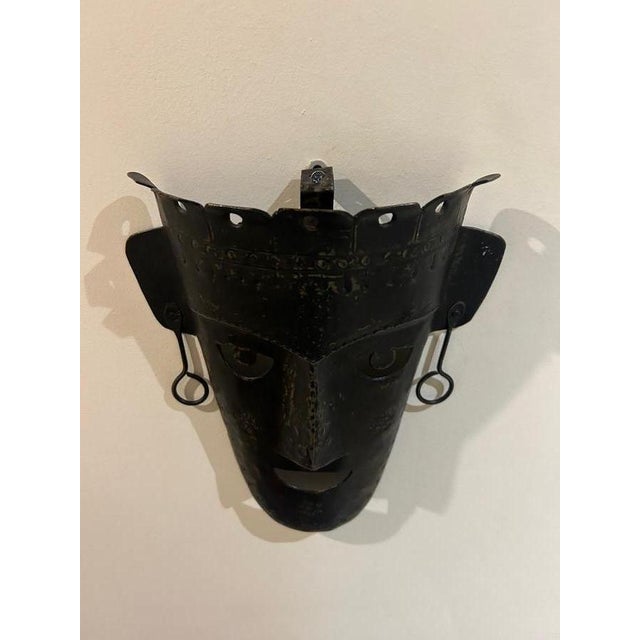 Black Brutalist Metal Mask, 1970s For Sale - Image 8 of 10