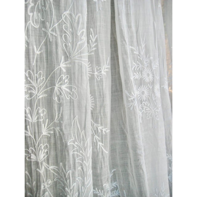 Large Embroidered Napoleon III Sheer Curtains Circa 1850 For Sale - Image 9 of 11