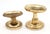 Modern style oval entry door knobs made of brass with a polished finish. Priced as two door knobs, two rosettes, and a...