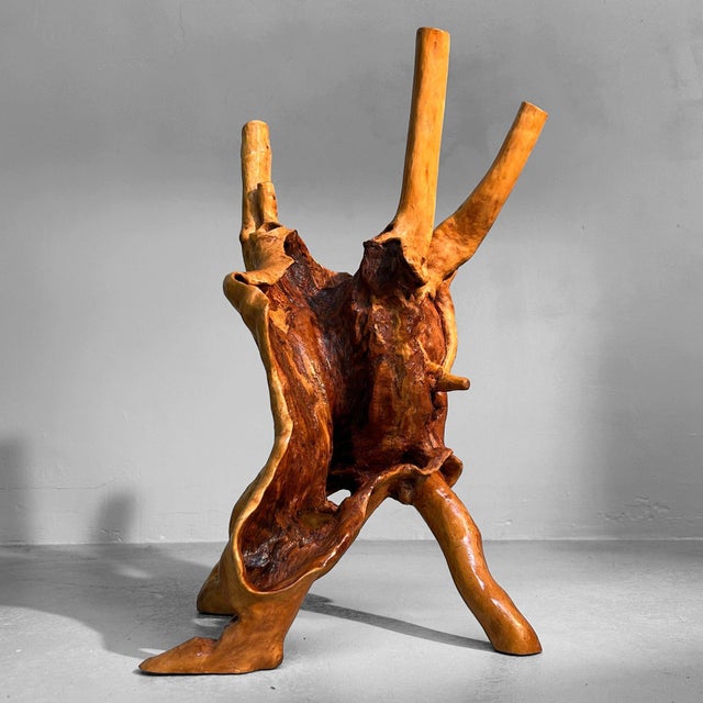 Brown Japanese Wabi-Sabi Ikebana Tsuge Burl Wood Sculpture, 1920s For Sale - Image 8 of 10