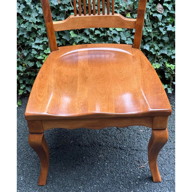 Brown Late 20th Century Solid Maple Spindle Back Dining Chairs - Set of 6 For Sale - Image 8 of 12