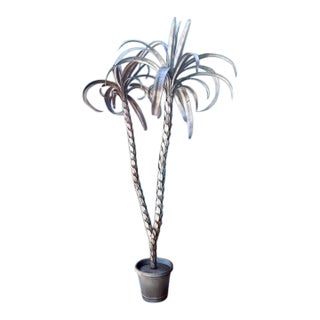 Vintage Italian Silver Tole Palm Tree For Sale