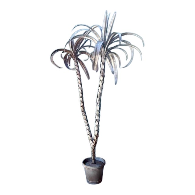 Vintage Italian Silver Tole Palm Tree For Sale