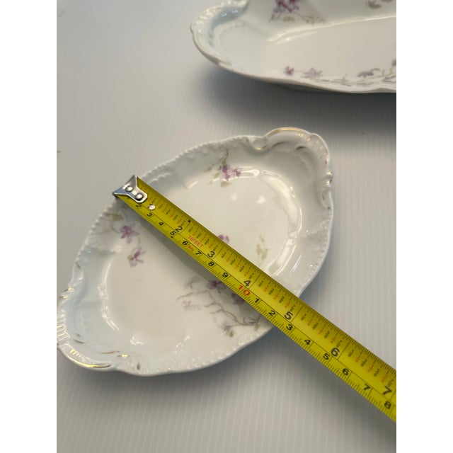 1940s 1940s Vintage Limoges Basset Austria 3 Porcelain Serving Bowls "Purple Violets" Pattern For Sale - Image 5 of 18