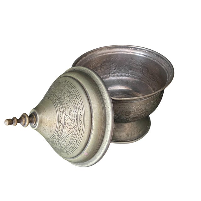 1960s Brass Plated Moroccan Lidded Container Jar For Sale In New York - Image 6 of 7