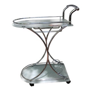 Chrome and Glass Bar Cart For Sale