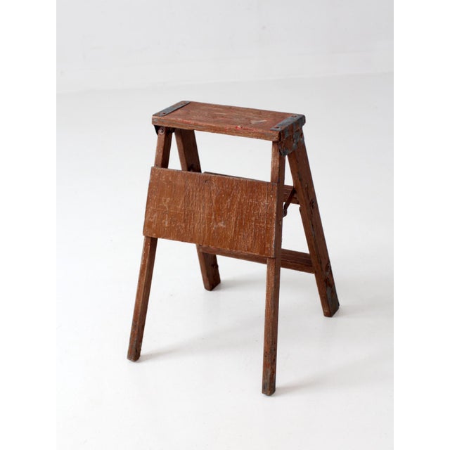 Antique Folding Wooden Step Ladder For Sale - Image 10 of 16
