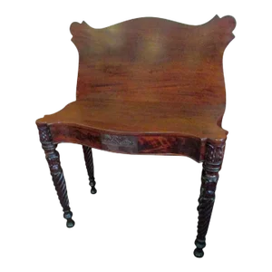 Sheraton Mahogany Game Table With Rope Twist Legs and Serpentine Top