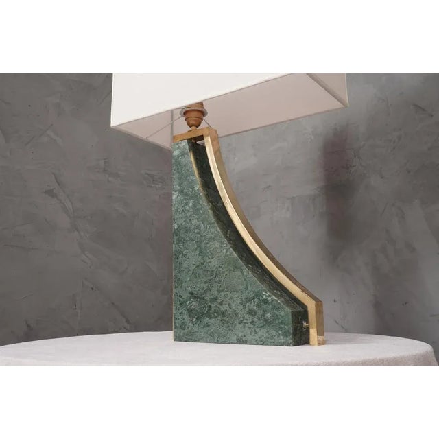 Italian Indian Green Marble and Brass Table Lamp, 2000s For Sale - Image 9 of 11