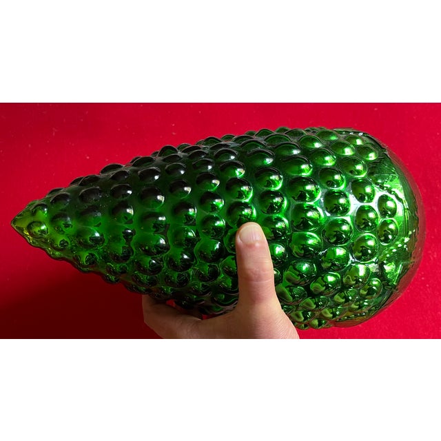 Victorian Large 13.25" Green Mercury Glass Christmas Kugel Ornament in the Form of a Grape Cluster For Sale - Image 3 of 11