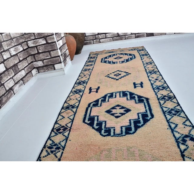 1950s Decorative Handknotted Wool Runner For Sale - Image 5 of 10