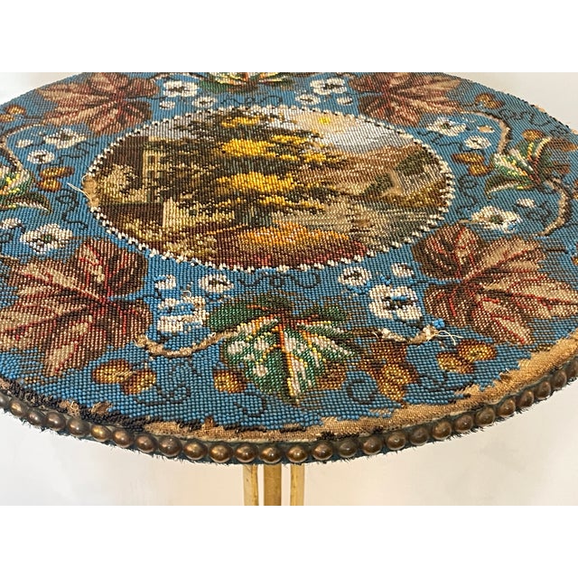 Mid 19th Century French Beaded Top Wrought Iron Table by Maison Huret, Circa 1865 For Sale - Image 5 of 15