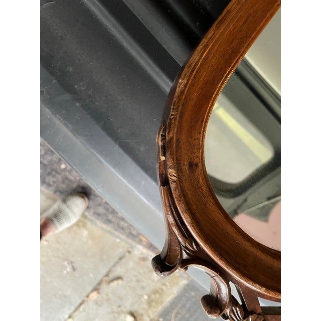 1950s Wooden Carved Basket Mirror For Sale - Image 5 of 11