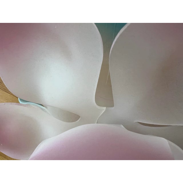 1980 Lucite Pink Teal Flower Sculpture For Sale - Image 4 of 7