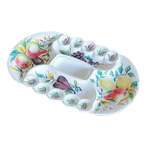 Mid-Century Italian Hand-Painted Majolica Serving Platter Depicting Fruits