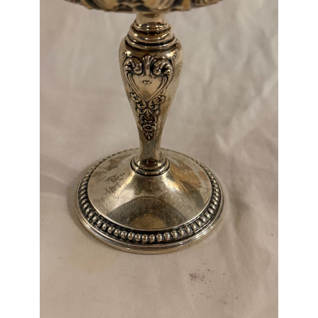 Metal Antique Frank M. Whiting Footed Sterling Silver Dish With Floral Design For Sale - Image 7 of 9