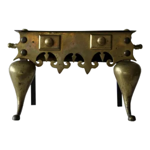 Vintage Victorian English Style Brass Fireplace Footman Kettle Trivet