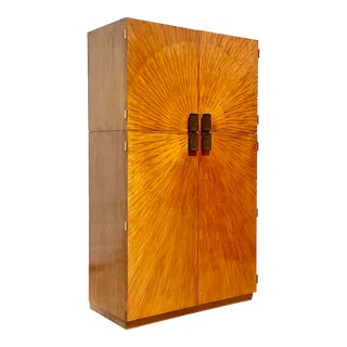 Vintage Henredon Bookmatched Burl Wood Arbus Armoire For Sale