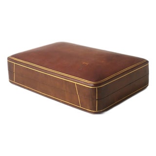 Italian Leather Jewelry Box, Mid-20th Century, Italy For Sale