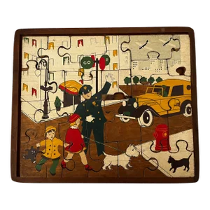 1930s Nyc Street Scene With Scottie Dog Wooden Puzzle