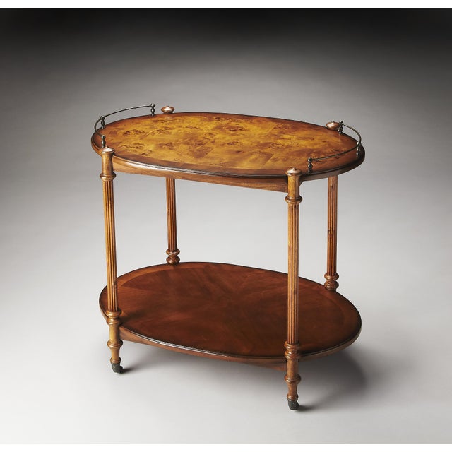 Traditional Kathleen 2-Tier Bar Cart, Medium Brown For Sale - Image 3 of 4