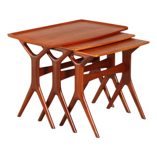 Mid-Century Danish Teak Nestig Tables by Johannes Andersen for CFC Silkeborg, 1960s, Set of 3 For Sale