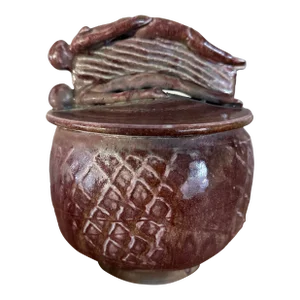 2000s Lidded Ceramic Vessel by Artist Julius Forzano