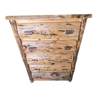 Handcrafted Rustic Live-Edge Aspen & Cedar 5-Drawer For Sale