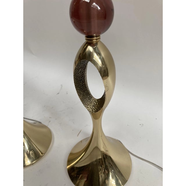 Gold Murano Crystal & Bronze Lamps, Set of 2 For Sale - Image 8 of 9