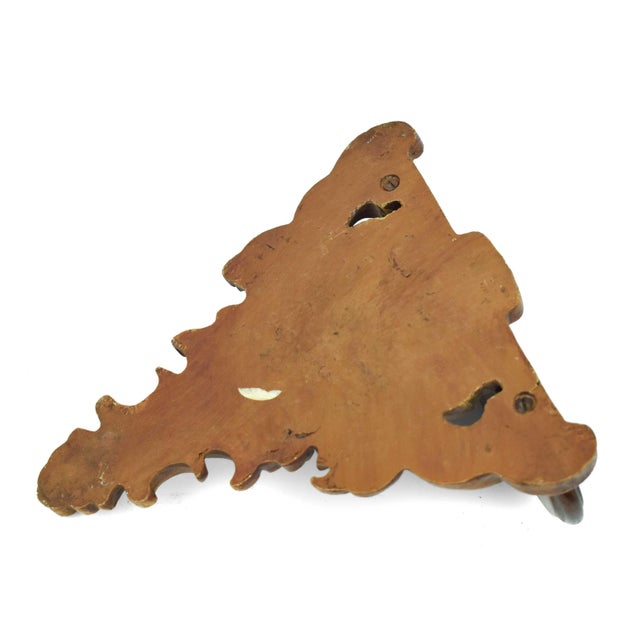 Wood Mid 20th Century Ornate Floral Composite & Wood Display Wall Shelf For Sale - Image 7 of 8