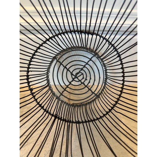 Vintage French Mid-Century Black Petal Top Wire Basket For Sale - Image 4 of 12
