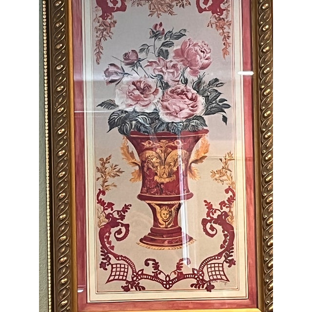 Late 20th Century Vintage Neoclassical Floral Urn Framed Art Print Signed Farespi 17x32 For Sale - Image 5 of 10