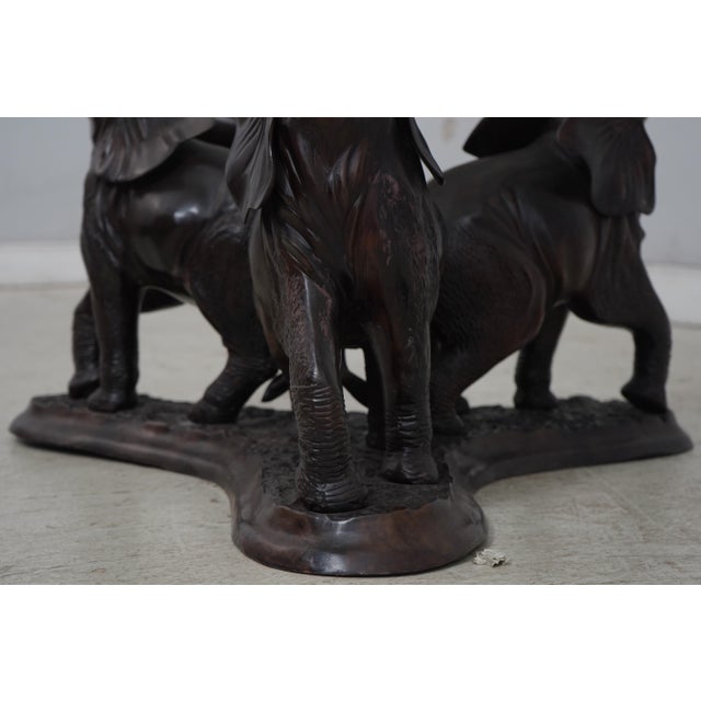 Bronze Bronze Elephant Base Glass Top Dining Room Table For Sale - Image 8 of 12