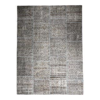 Authentic Vintage Turkish Patchwork Rug From Handwoven Wool -5' 8'' X 7' 8'' For Sale