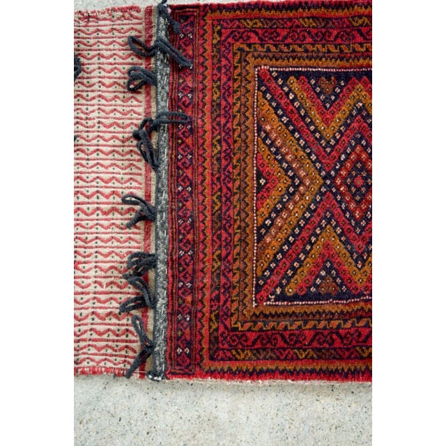 Vintage Red Wool Afghan Baluchistan Tribal Saddlebag For Sale - Image 10 of 11