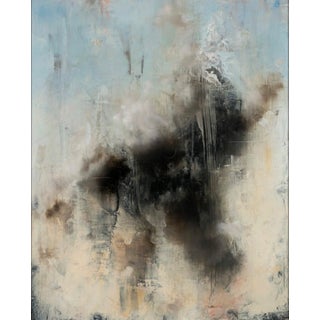 Black Cloud by Matthew Saba | Oil Painting of abstract clouds in a light background For Sale