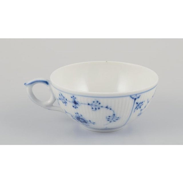 Blue Fluted Plain Tea Cups with Saucers from Royal Copenhagen, 1970s, Set of 6 For Sale - Image 4 of 9