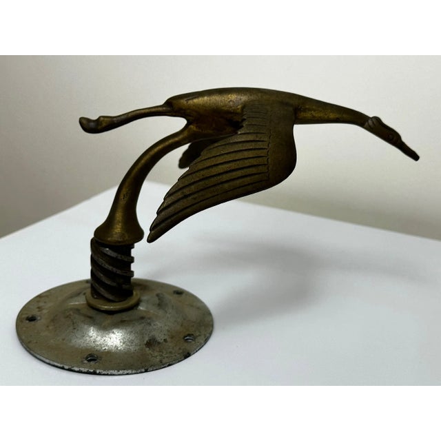 1930s Art Deco British Brass Flying Stork Bird Car Mascot Figurine For Sale - Image 11 of 11