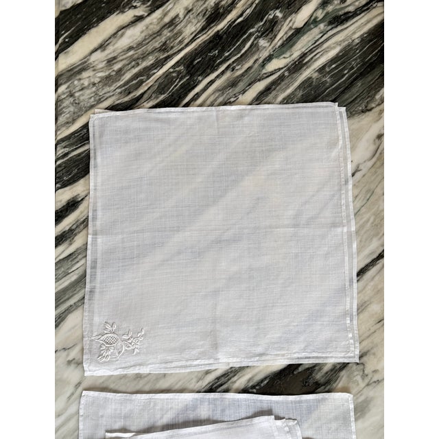 Linen Pomegranate Motif Fine Cotton Linen Napkins - Set of 8 For Sale - Image 8 of 15