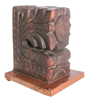 Architectural Hindu Temple Carved Wood Fragment from India