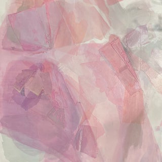 Collage Textured Abstract Painting in Pink, Lavender, and Peach Tones For Sale