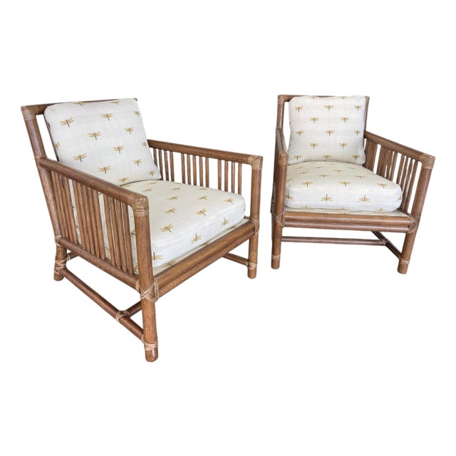 Vintage McGuire San Francisco Rattan Lounge Chairs, a Pair For Sale